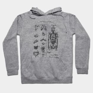 Human Skeleton Patent Blueprint Illustration Hoodie